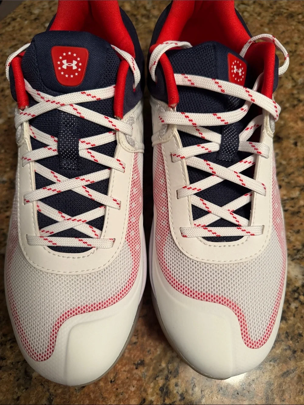 Under Armour White Navy Red  Athletic Cleats